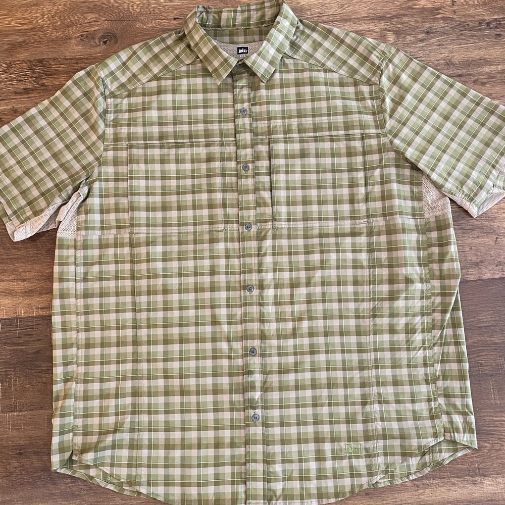 REI Co-Op Sahara Tech Plaid shirt sleeve button up shirt size XXL